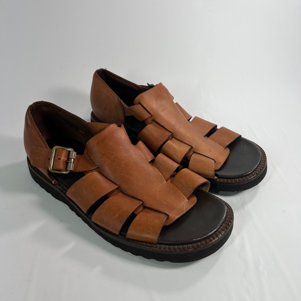 Polo Sport Ralph Lauren Fisherman Sandals Mens 11D Brown Leather MD3642 Vintage